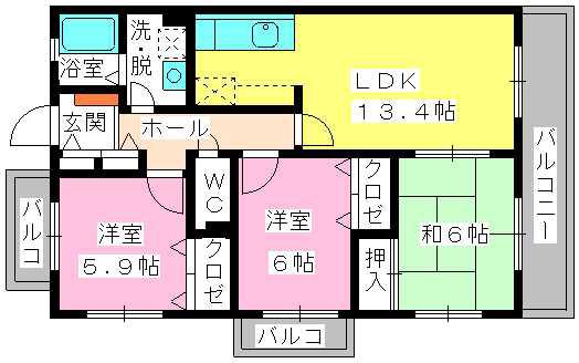 プリマヴェーラ(3LDK/1階)の間取り写真