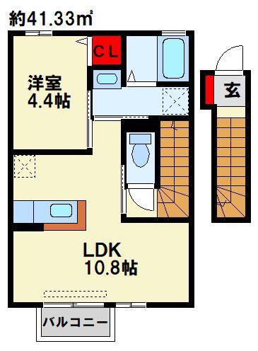 ブリーオ(1LDK/2階)の間取り写真