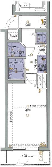 GENOVIA HILLS西馬込VERDE(1K/4階)の間取り写真