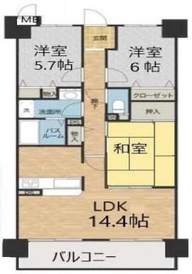ロワイヤル網干駅前(3LDK/7階)の間取り写真