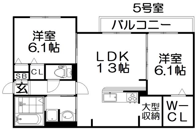 LE GRAND AMENITY HILL イースト(2LDK/1階)の間取り写真