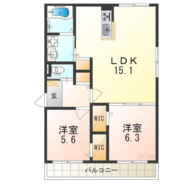 プランドール(2LDK/1階)の間取り写真