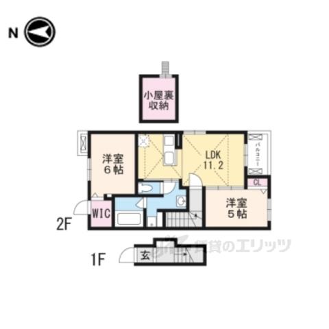 プラシード新城Ⅱ(2LDK/2階)の間取り写真