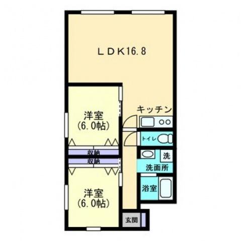ハイツ御門館(2LDK/4階)の間取り写真