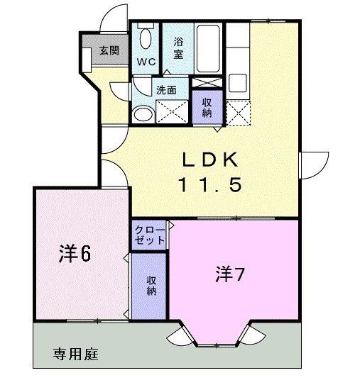 アルペジオ南B(2LDK/1階)の間取り写真