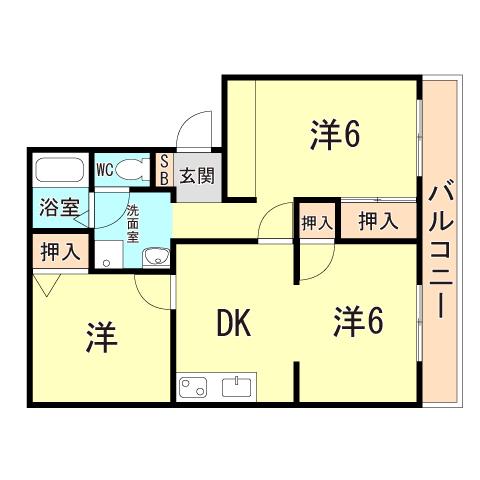 フレグランス南落合I-A(3DK/1階)の間取り写真