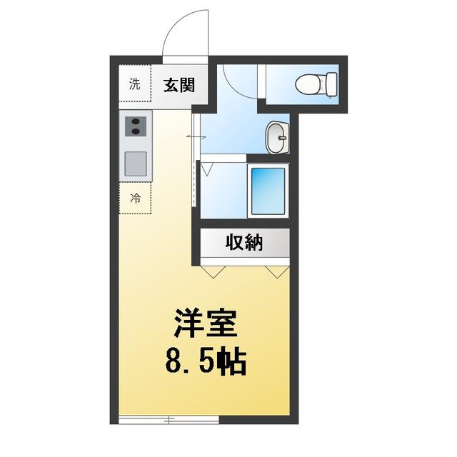 南矢名共同(ワンルーム/1階)の間取り写真