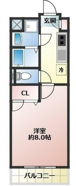 東武東上線 成増駅 徒歩13分 4階建 築14年(1K/4階)の間取り写真