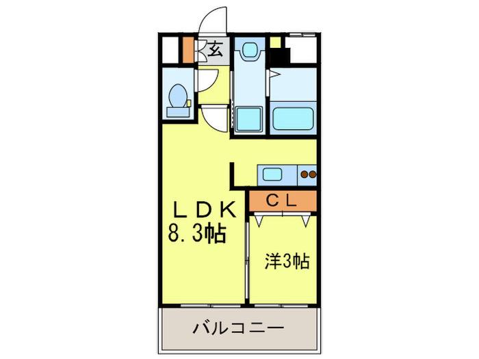 エフ・パルク高宮(1LDK/7階)の間取り写真