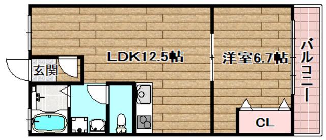 大原マンション(1LDK/2階)の間取り写真