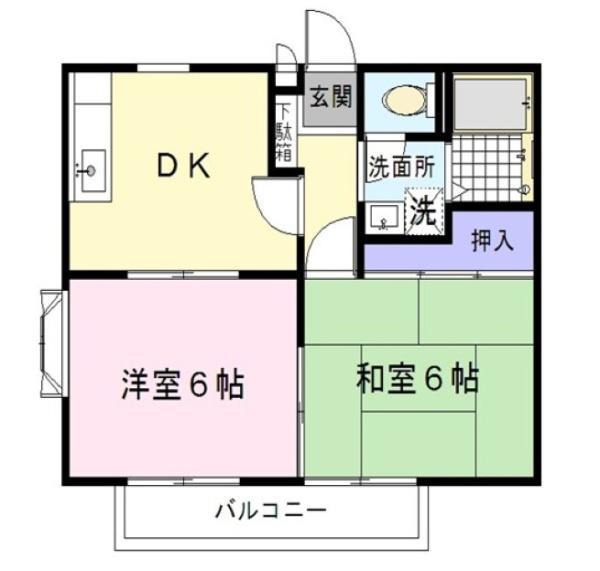 星野ハイツD(2DK/2階)の間取り写真