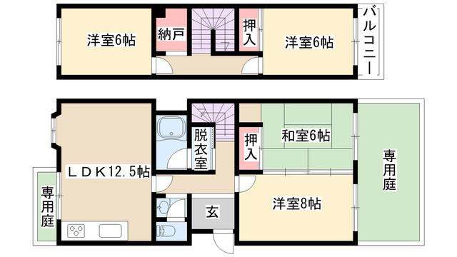 八事本町第二2号棟(4SLDK/1階)の間取り写真