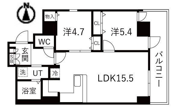 シティコート目黒(2LDK/4階)の間取り写真