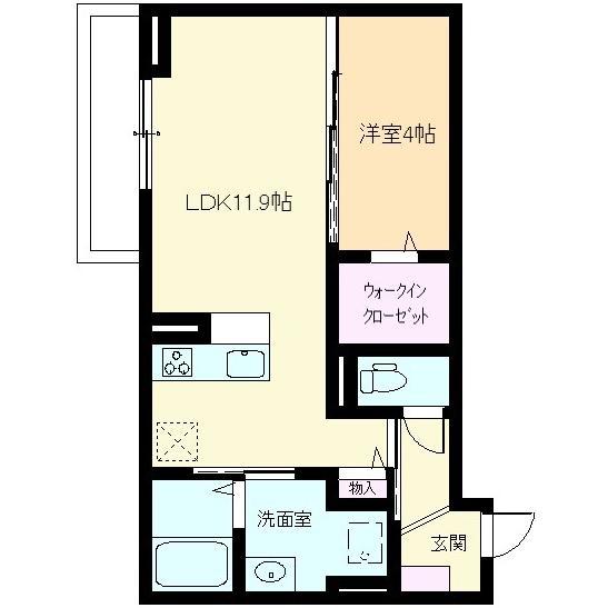 サンガーデン新山口 B(1LDK/1階)の間取り写真