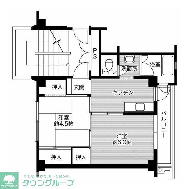 ビレッジハウス毛呂山1号棟(2K/3階)の間取り写真