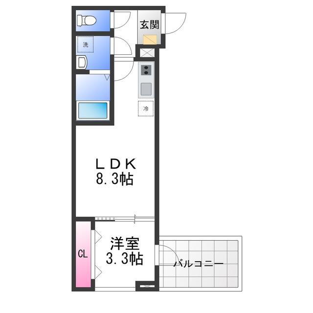 ジーメゾン高石千代田アクシス(1LDK/1階)の間取り写真