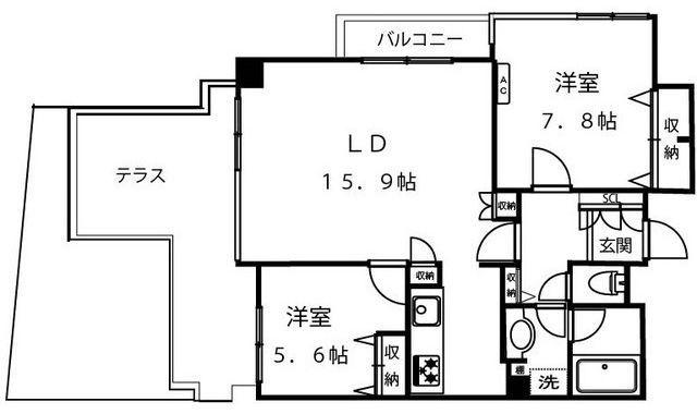 ガーデン杉並方南(2LDK/1階)の間取り写真