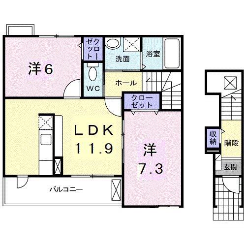サンリットI(2LDK/2階)の間取り写真