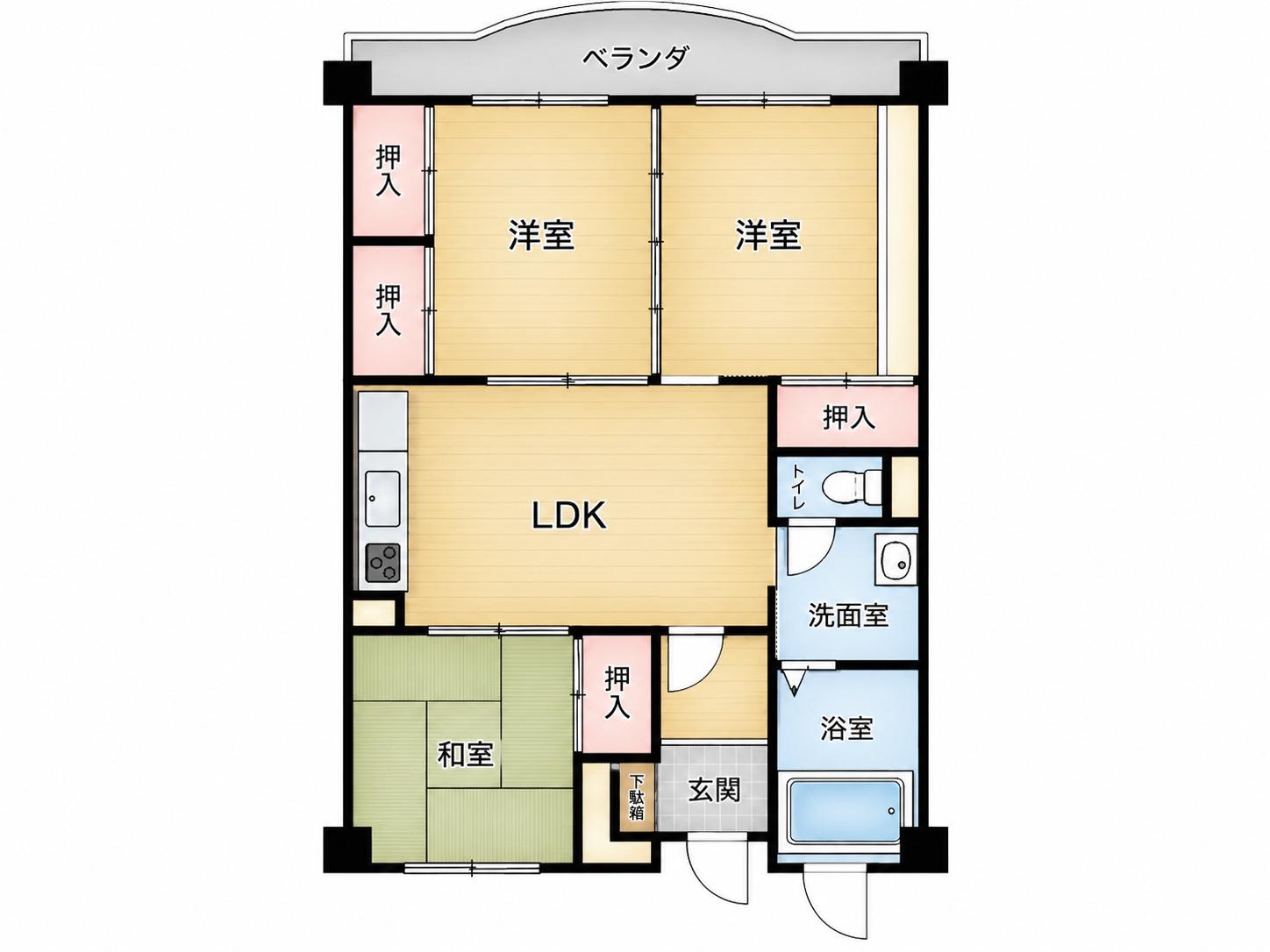 プレシャス長者(3LDK/2階)の間取り写真