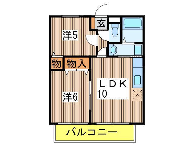 N・YハイツB棟(2LDK/1階)の間取り写真