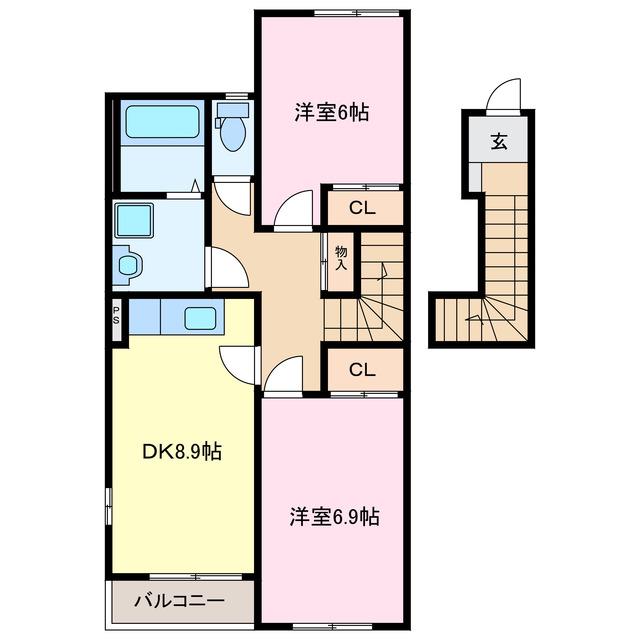 BELL EIGHT(2DK/2階)の間取り写真