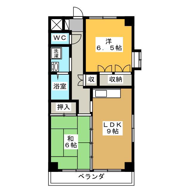 フォレスト三本木(2LDK/6階)の間取り写真