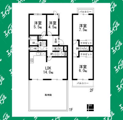 サニーヒル表山3号棟(4LDK/1階)の間取り写真
