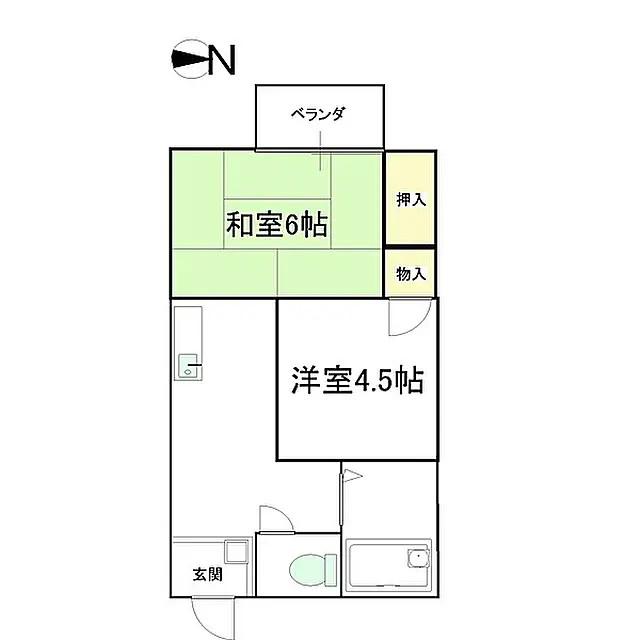 SUNハイツ(2K/2階)の間取り写真