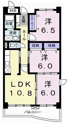 グランデ・ルミエール(3LDK/1階)の間取り写真