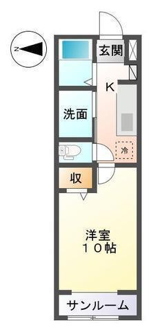 ハニーガーデンウエスト(1K/1階)の間取り写真