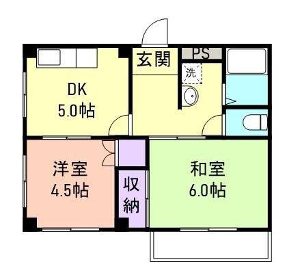 エクセルマンション湊御殿(2K/3階)の間取り写真