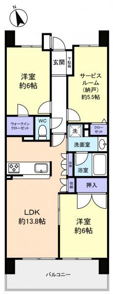 グーディッシュ村上(3LDK/4階)の間取り写真