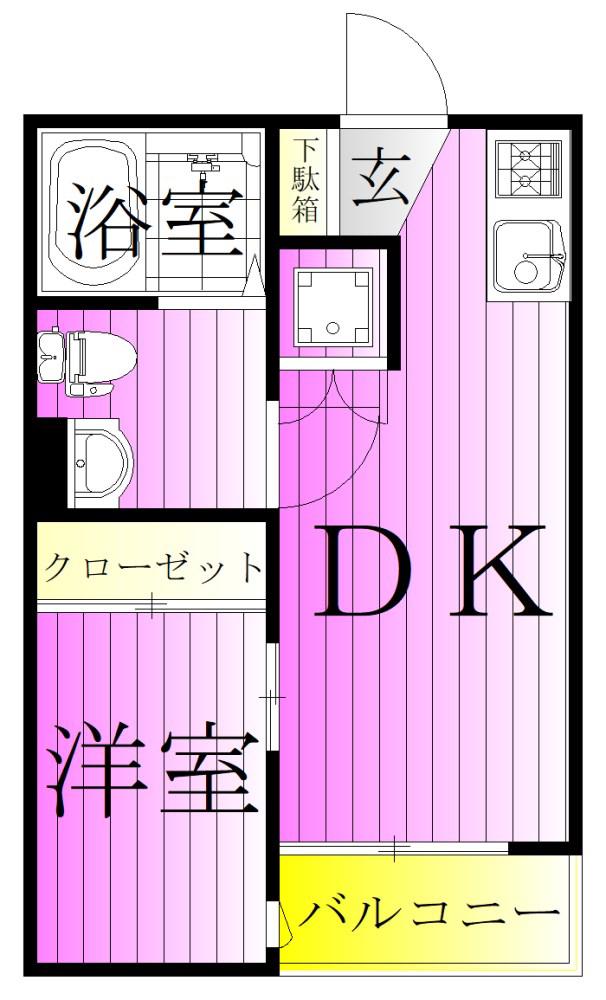 アルカンシエル北千住(1DK/3階)の間取り写真