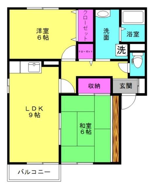 リバーコート(2LDK/1階)の間取り写真