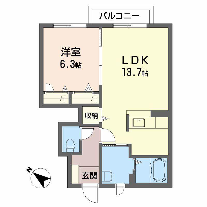 ブランドールOHNO(1LDK/1階)の間取り写真