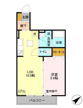 リバーサイドKEI(1LDK/1階)の間取り写真