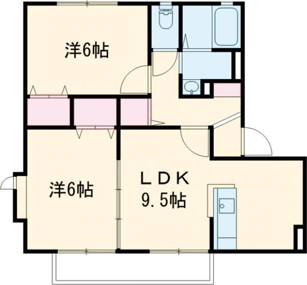 シャーホーム・細谷(2LDK/1階)の間取り写真