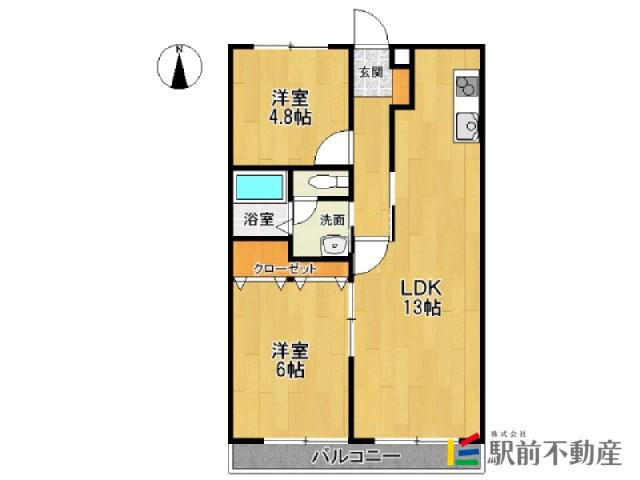 K・FLATII(2LDK/3階)の間取り写真