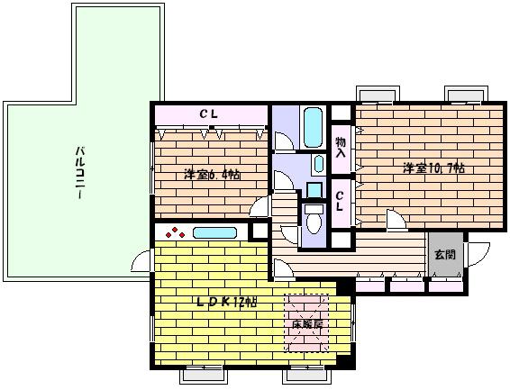 りりぱっとハウス(2LDK/4階)の間取り写真