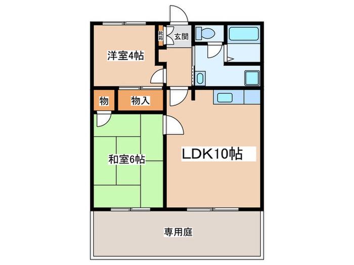 コスモウイングB棟(2LDK/1階)の間取り写真