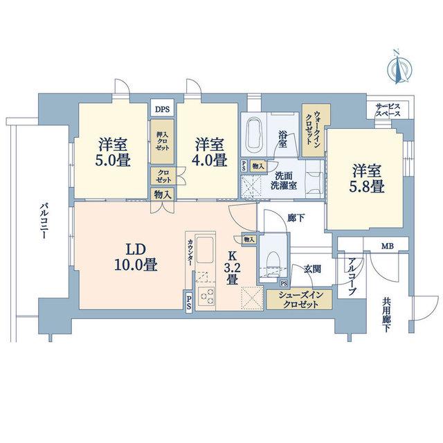 ジオ阪急川西THE FRONT(3LDK/4階)の間取り写真