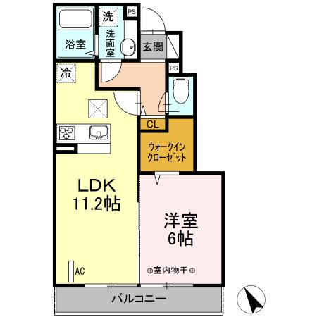 ウエストグランツIII(1LDK/1階)の間取り写真