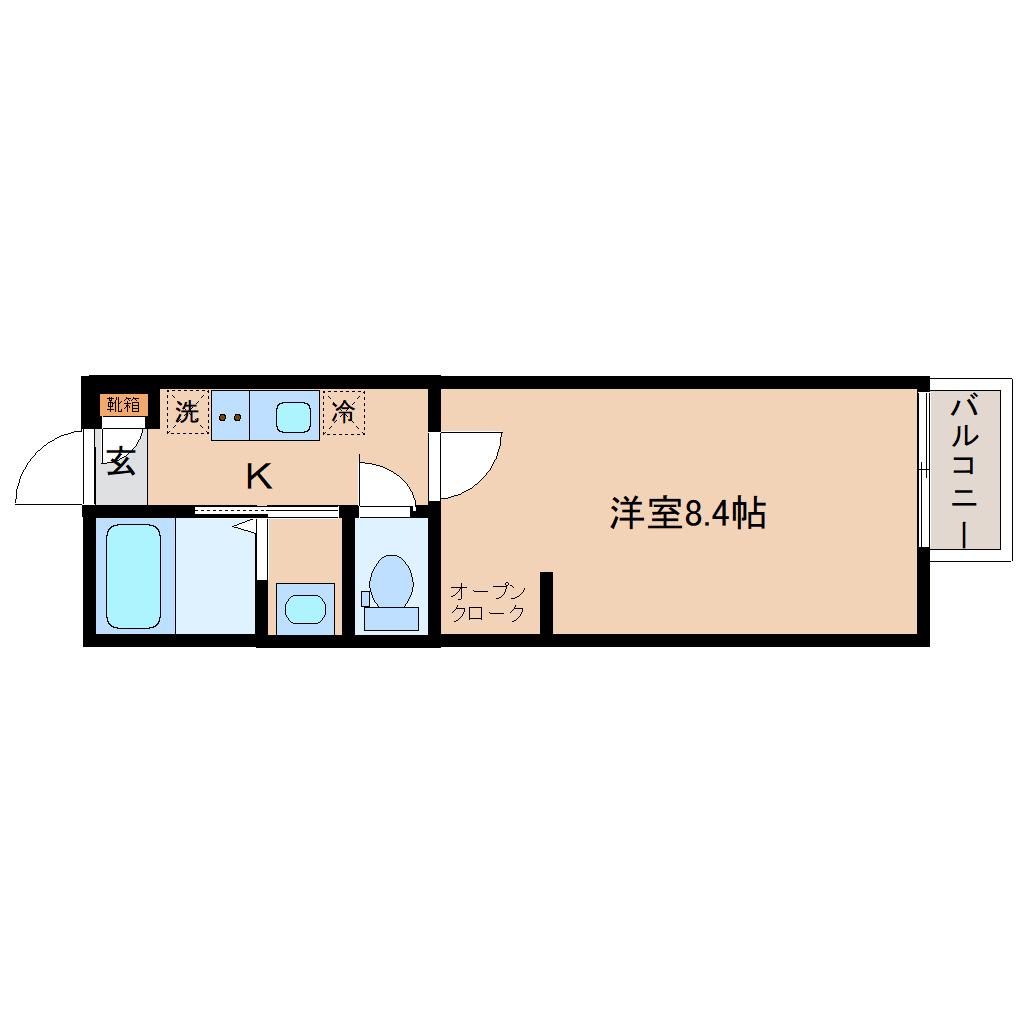 ロイスヒルズ原町(1K/1階)の間取り写真