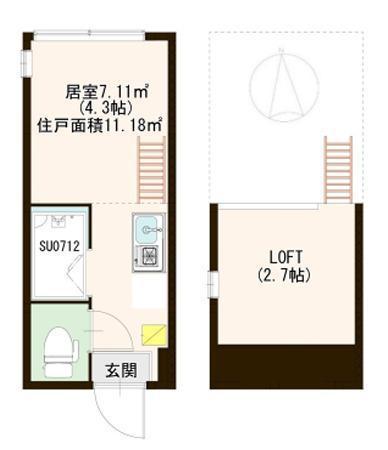ハーモニーテラス赤羽(ワンルーム/2階)の間取り写真