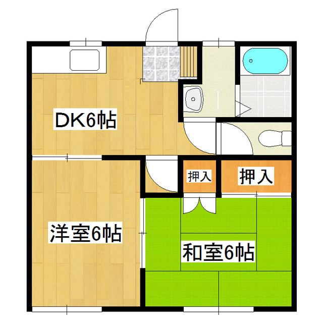 メゾン神立B棟(2DK/1階)の間取り写真