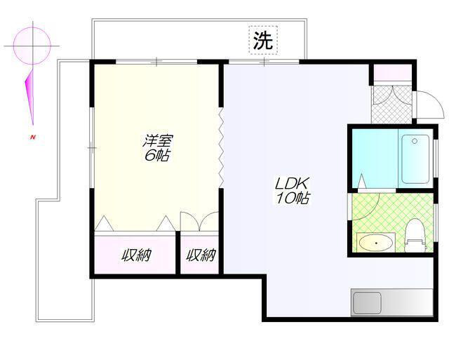 パールハイツ田上(1LDK/3階)の間取り写真