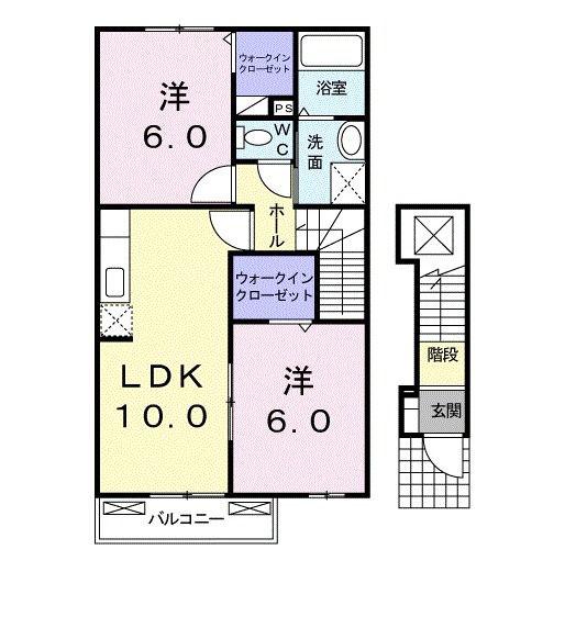 プリマヴェーラ葵 K(2LDK/2階)の間取り写真