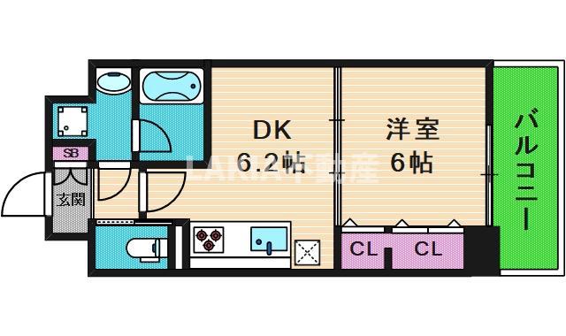 VELT SOLEIL真田山(1DK/3階)の間取り写真