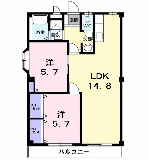 森マンション(2LDK/3階)の間取り写真