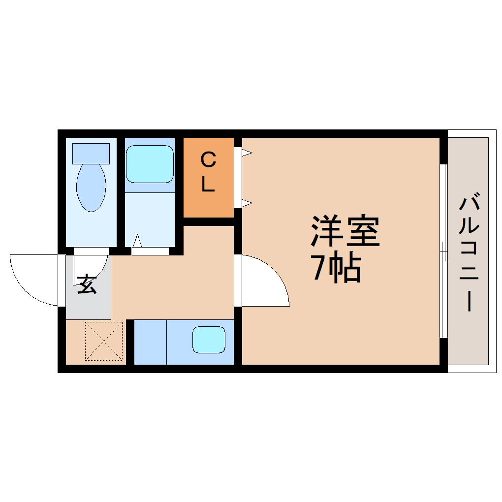 メゾンドゴール(1K/4階)の間取り写真